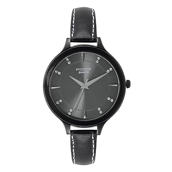Sonata Poze Quartz Analog Gun Dial Metal Strap Watch for Women-SP80015QL01