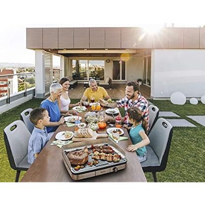Tefal Maxi Plancha Elektro-Tischgrill CB690D, Extra groß, Antihaft Teppanyaki Platte, Leichte Reinigung, Innen und außen nutzbar, Inkl. abnehmbarem Windschutz + Spatel, 2300W, Schwarz/Silber – Bild 7