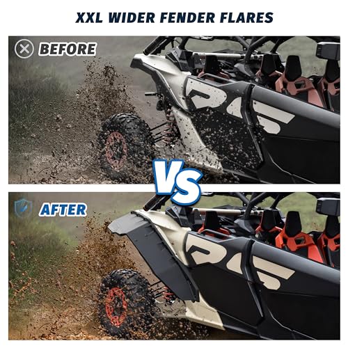 Image of Rear Extended Fender Flares for Can Am X3, XXL Rear Mud Flaps Wider Mud Guards Extension for Can-Am Maverick X3 & X3 Max RS Turbo R RR Accessories 2017-2025 (4PCS)