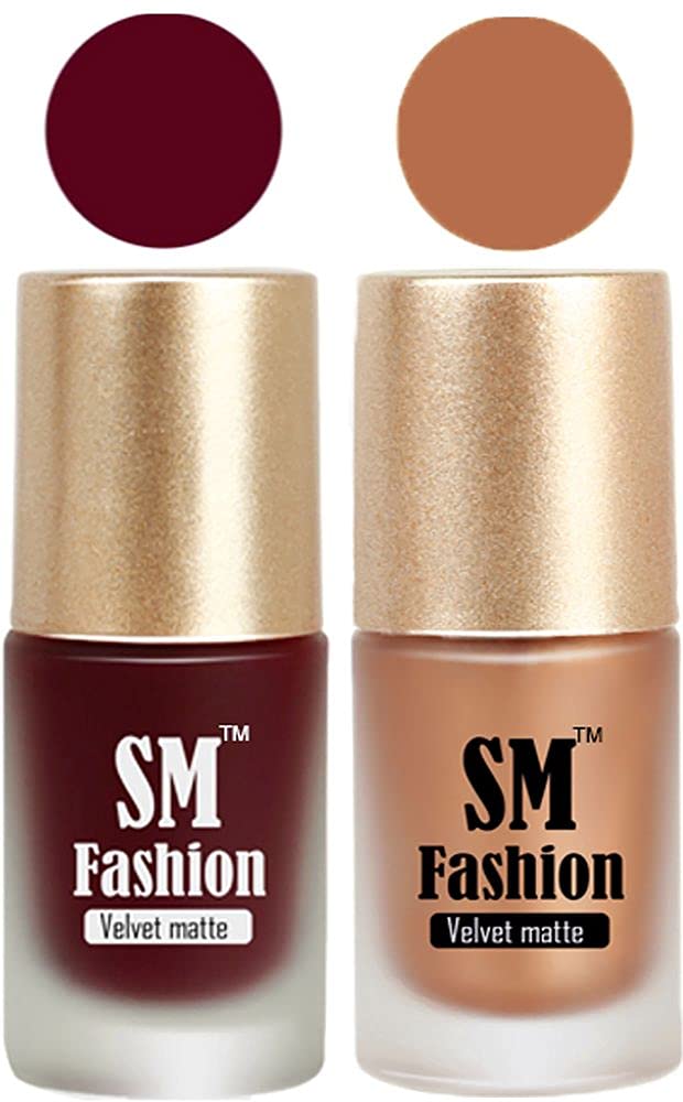 SM FASHION Nail Polishes, Maroon-Metallic Gold Velvet Matte Nail Paint Combo Set of 2 Pcs 7ml each-image-20