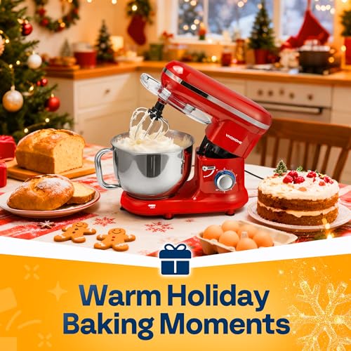 Image of VIVOHOME Stand Mixer, 6-Quart Tilt-Head Kitchen Mixer with Bowl, Red