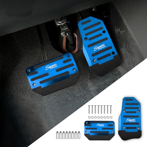 PACLVIO 2PCS Non-Slip Car Pedal Covers, Premium Aluminum Alloy Gas and Brake Pedals Covers for Safe...