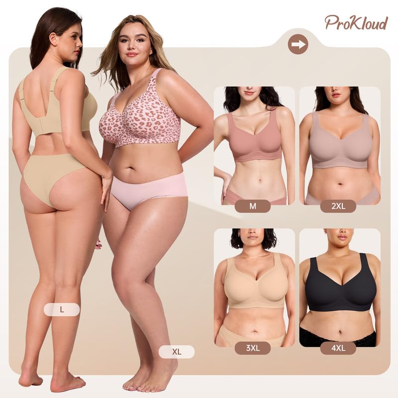 Image of ProKloud Jelly Bras for Women No Underwire Wireless Bra with Support and Lift Full Coverage Plus Size Comfy Seamless Bra