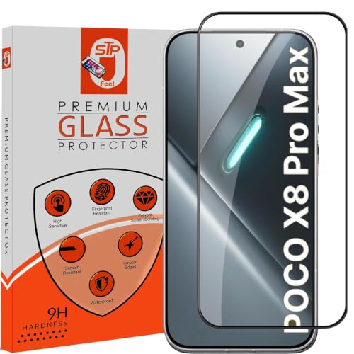 Image of STP FEEL HD+ Premium Tempered Glass Screen Protector Guard Compatible For Poco X8 Pro Max 5G (Ultrasonic Fingerprint Supported) (6.83 Inch, Pack of 1) | Edge to Edge Coverage