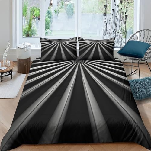 Parure de lit 220x240 housse couette 3D polycoton gris IOFEER - 2