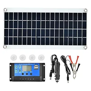Liccx Solar Panel, Dual USB High Efficiency Portable Solar Generator, 8W Flexible Polycrystalline Solar Panel Controller Battery Charger for Laptops, Car Batteries, Automobiles, RVs