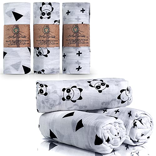 Surfeit Muslin Swaddle Blankets – Set Of 3 Large 47" X 47" Unisex Baby Swaddle Blanket Pack - Breathable Swaddling And Receiving Blankets For Babies - Bamboo And Cotton Blend - Machine Washable #TOP7
