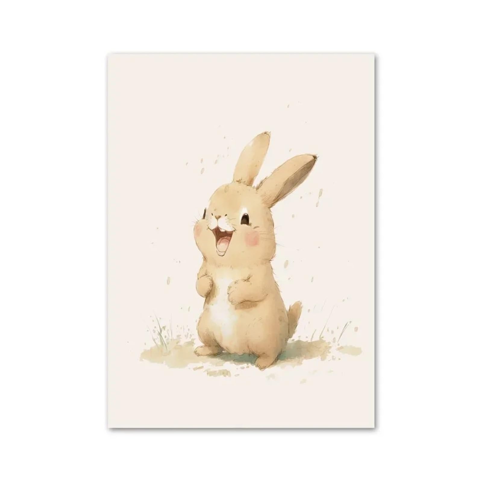BYAMBD Aesthetic Pictures Smile Lion Sloth Rabbit Tiger Elephant Fox Dog Wall Art Canvas Posters Cute Animals Prints Nursery Home
