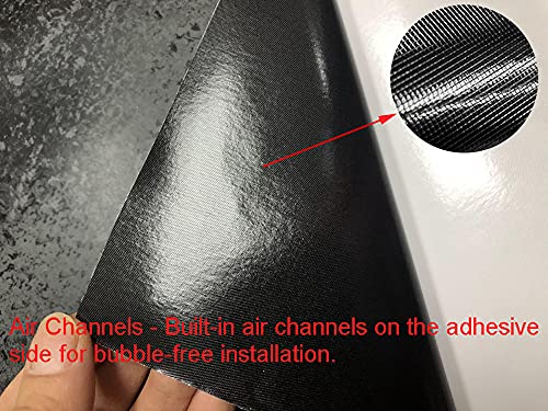 Image of LZLRUN Forged Matte Carbon Fiber Black Car Vinyl Wrap Film 1ft x 3.5ft | Frost black Icy flake forged carbon texture, With install tools, Air release, Self-adhesive, For car moto furniture laptop