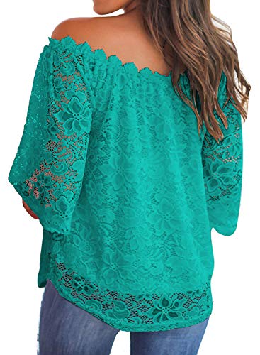 Image of MIHOLL Women's Lace Off Shoulder Tops Casual Loose Blouse Shirts