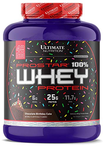 Ultimate Nutrition Prostar Whey Protein Powder Blend of Whey Concentrate Isolate and Peptides â€“ Low Carb, Keto Friendly, 25 Grams of Protein - 80 Servings, Chocolate Birthday Cake, 5 Pounds