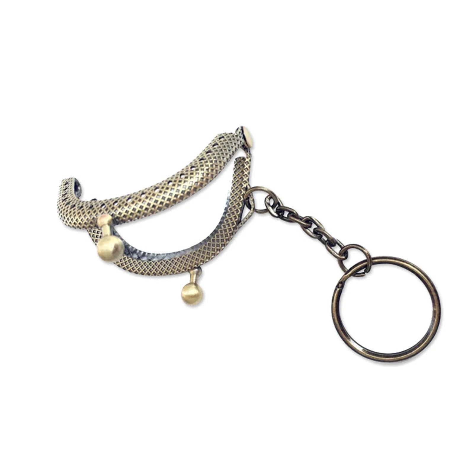 Taschenverschluss 10 Stück 5 cm Metall-Geldbörsenrahmen, Antikbronze, Münzgriff mit Schlüsselring, Kussverschluss, Taschenbeschläge for Clutch-Accessoires(Light Gold)