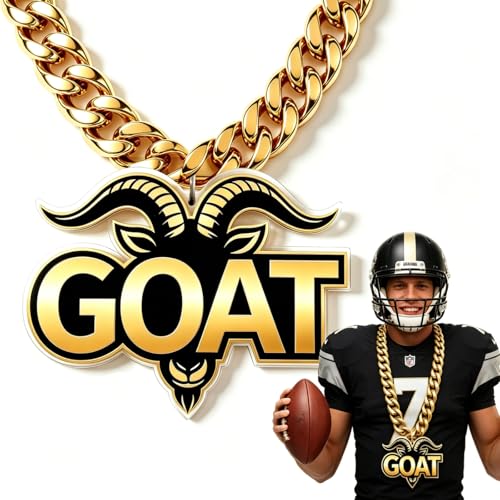 GOAT Turnover Chain - 7 Massive Gold Trophy Medal with Heavy Duty Chain | The Ultimate Greatest of All Time Award for Football Basketball Soccer | Funny Championship Swag for Kids & Adults
