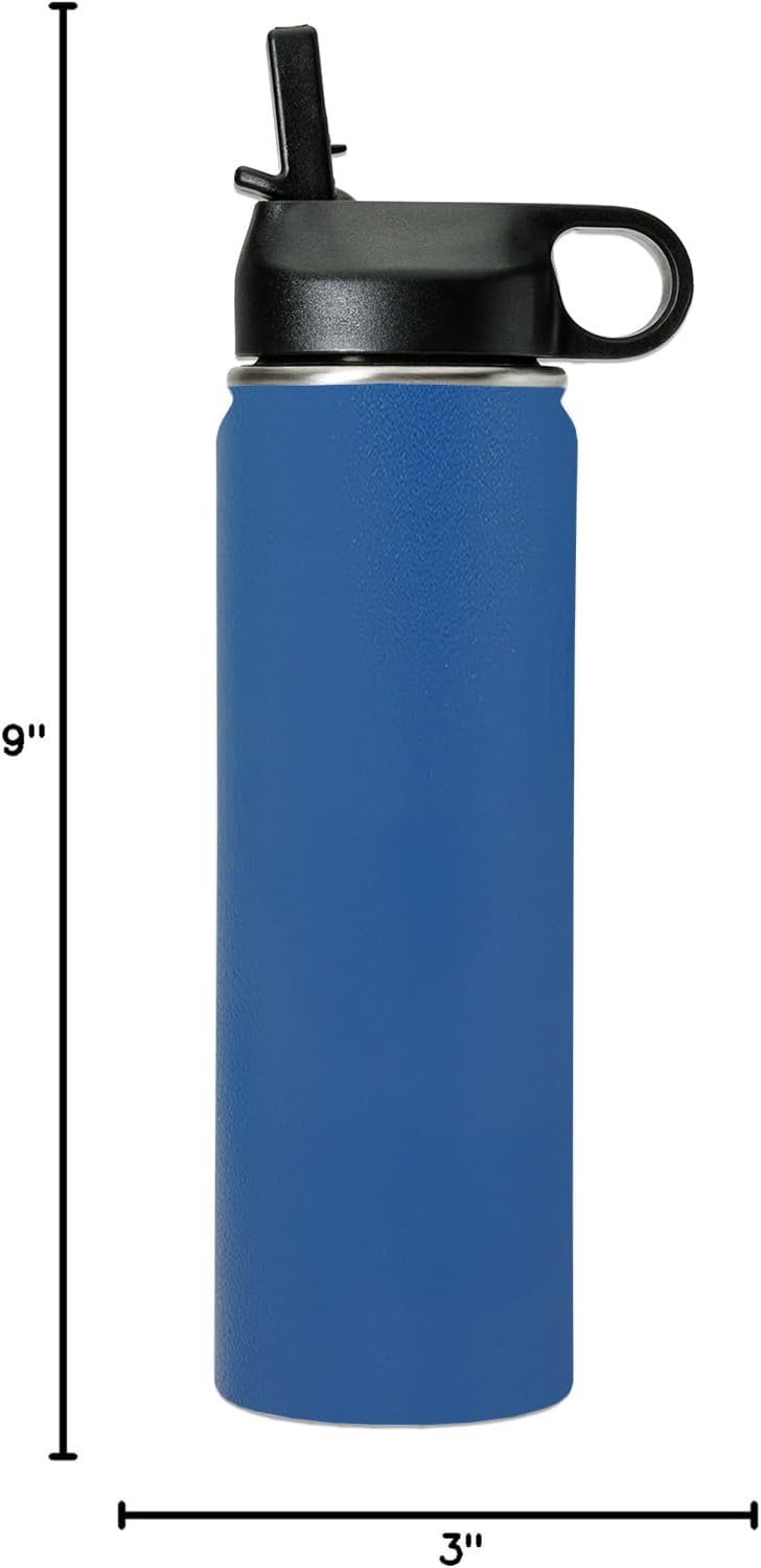 LaserGram Personalized Water Bottle, Adaptive Rowing, Stainless Steel Double Wall Vacuum Insulated with Flip Top Straw, Custom Engraved Gift (20oz / 590ml Dark Blue)