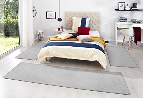 Hanse Home Teppich Bettumrandung Fancy 3-teilig – Bettvorleger Velours Teppichläufer Kurzflor...