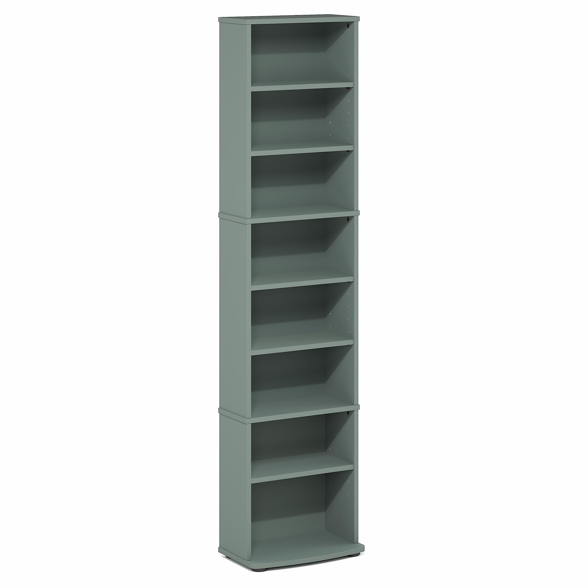 Furinno Jaya Estantería Alta Estrecha de 8 Niveles Multimedia Ajustable para CD DVD BLU-Ray Juegos fácil de Montar Sala de Estar y Oficina Blanco