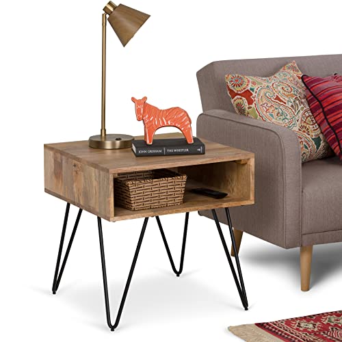 Image of SIMPLIHOME Hunter 22 inch Wide Solid Wood Square End Table in Natural