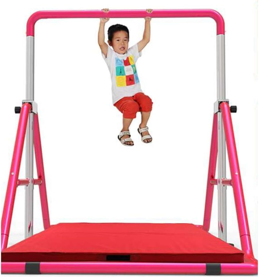 Kids Gymnastics Bar, Horizontal Bar Pull Up Expandable Height Adjustable Folding Easy To Store For Kids Home Gym Training Junior Training Bar Training Equipment Outdoor F,Pink.C
