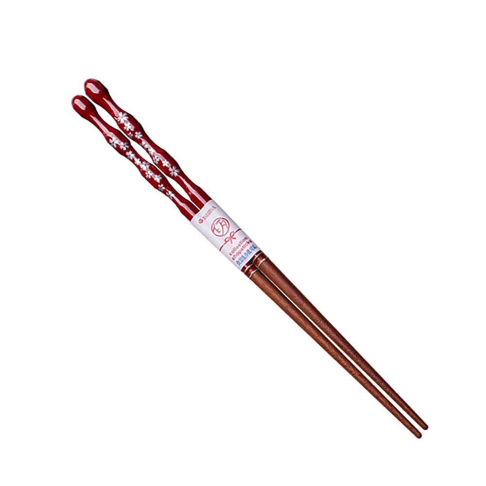 1 Paar Wiederverwendbare Essstäbchen aus Naturholz, rutschfest, Haushalt, japanische chinesische Essstäbchen, Kirschblüten, spülmaschinenfest, ideal für den Familiengebrauch-A-23 cm (J 23 cm)