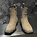 ENOEGMSD Men's Leather Chunky Heel Chelsea Boots Fashion Metal Decoration Square Toe Side Zip Dress Boots Comfortable Business Casual Ankle Boots (Apricot,7)
