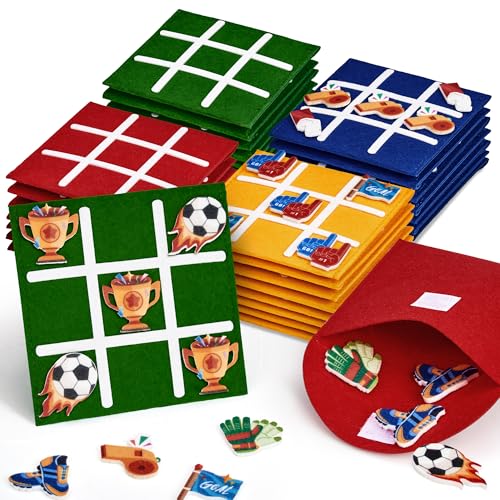 Image of JoyCat 30 Pack Soccer Tic Tac Toe Party Favors, Felt Travel Games