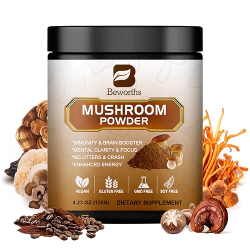 Mushroom Coffee - Lions Mane Mushroom Powder Instant Coffee with Lion's Mane, Reishi, Chaga, Cordyceps, and Turkey Tail - Mushroom Coffe Alternative for Energy, Mental Clarity & Focus, Brain Booster
