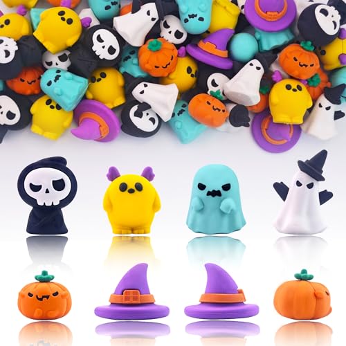 LanMa Halloween Erasers for Kids 30 Pack 3D Pumpkin Ghost Erasers for Halloween Trick or Treat Bags Party Favors Classroom Prizes