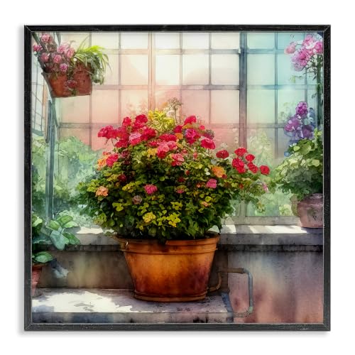 'Vivid Flower Blooms Greenhouse'| Framed Giclee Art