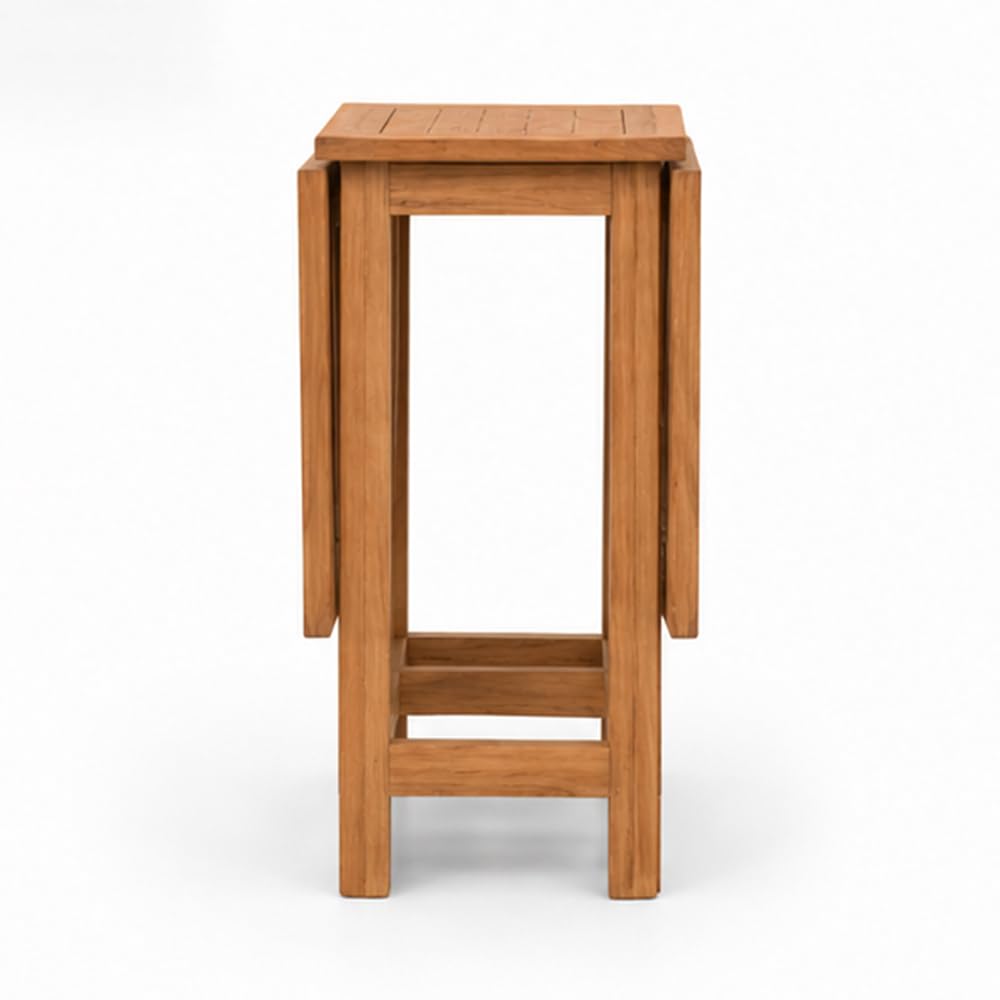 Tavolo Pieghevole a Farfalla in Legno Teak TERRASSE | Tavolo Salvaspazio da Esterno con Ali Richiudibili | Tavolo da Giardino, Terrazza e Balcone in Teak Golden | 130 x 76 x 70 cm