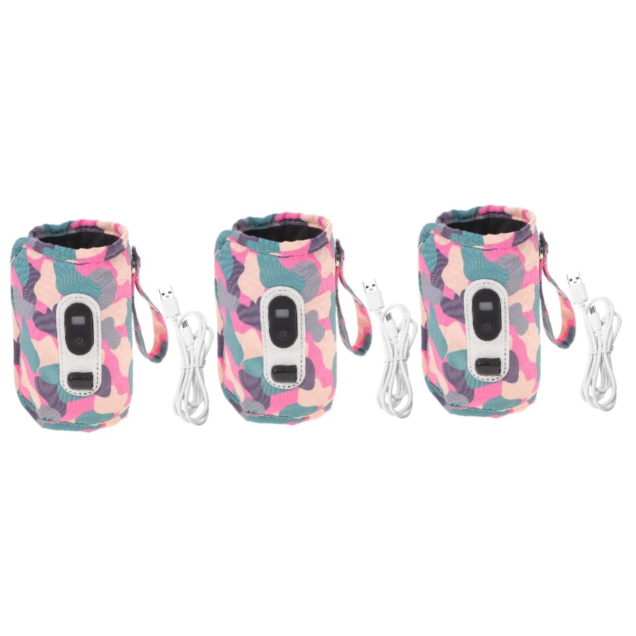 VICASKY 3pièces Chauffe-biberon Portable Avec Affichage Numérique Étui Isolant Pour Voyage Extérieur Adapté Aux Bouteilles De Lait Pour Bébés Design Camouflage Cinq Niveaux De