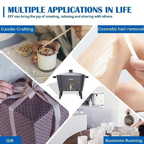 VOISEN Wax Melter for Candle Making, Electric Non-Stick Wax Melter Holds 8Qts of Wax,Soy Wax for or Soap Business Candle Making with Heat Resistant Handle & Brass Spout,Temp Control (Black) - Image 6