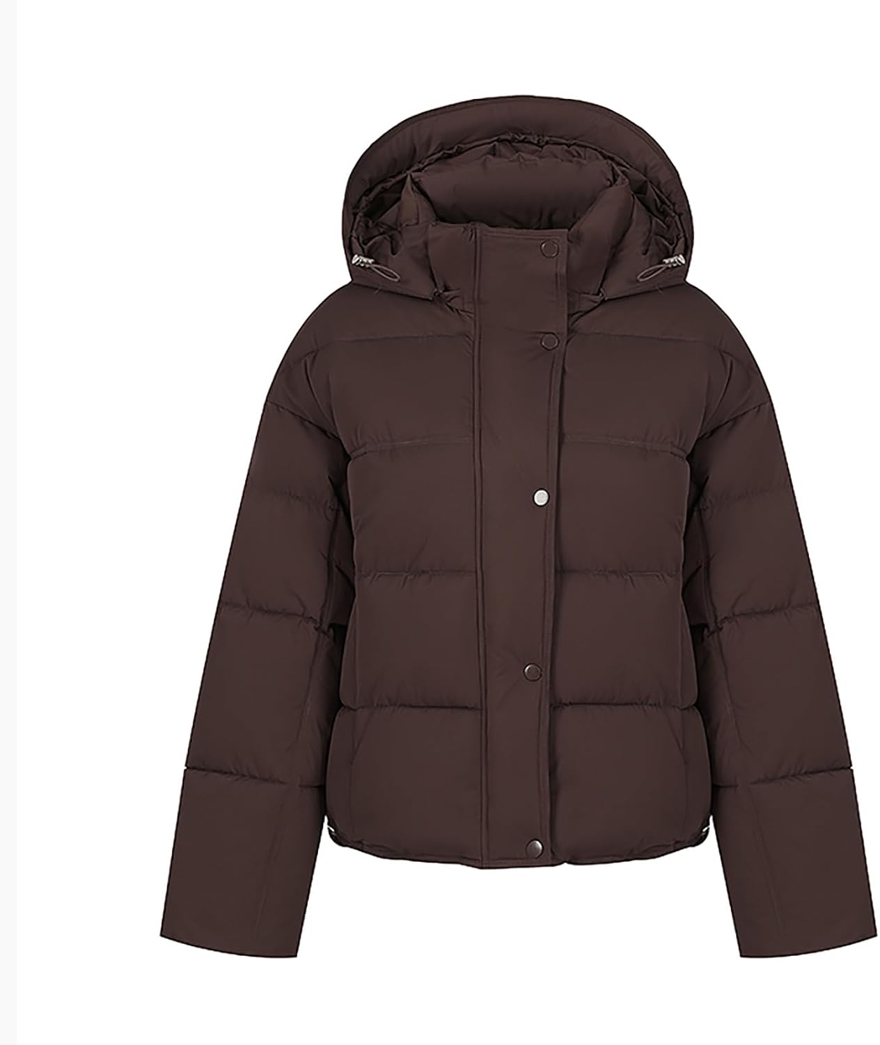 Womens Puffer Jacket Zip Up Long Sleeve Quilted Padded Down Winter Fleece Warm Comfort Outerwear Puffy Bubble Coat