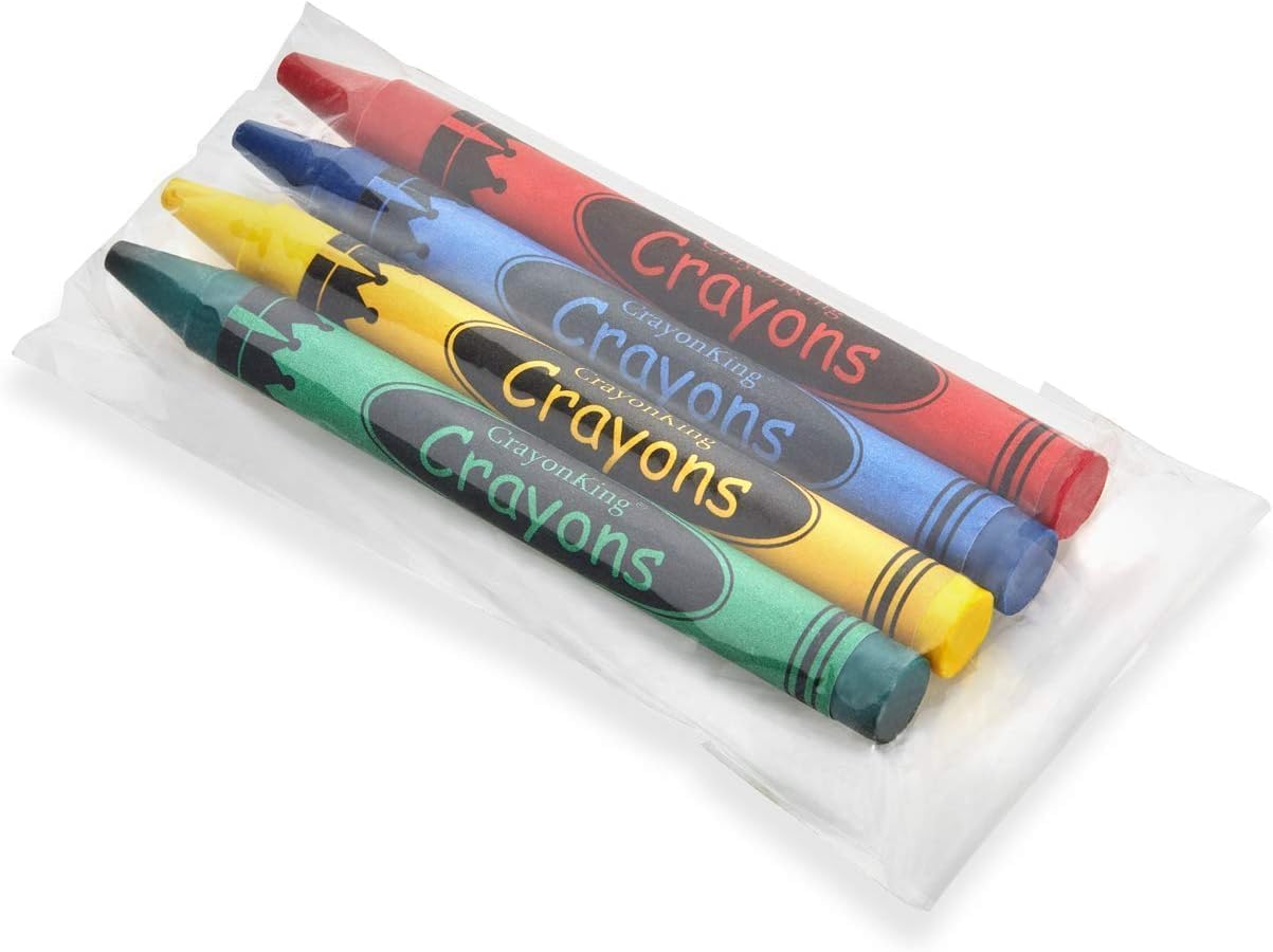 CrayonKing 25 Sets of 4-Packs (100 Bulk Crayons) – Non-Toxic, Individually Wrapped, Perfect for Parties, Restaurants, Classrooms & More