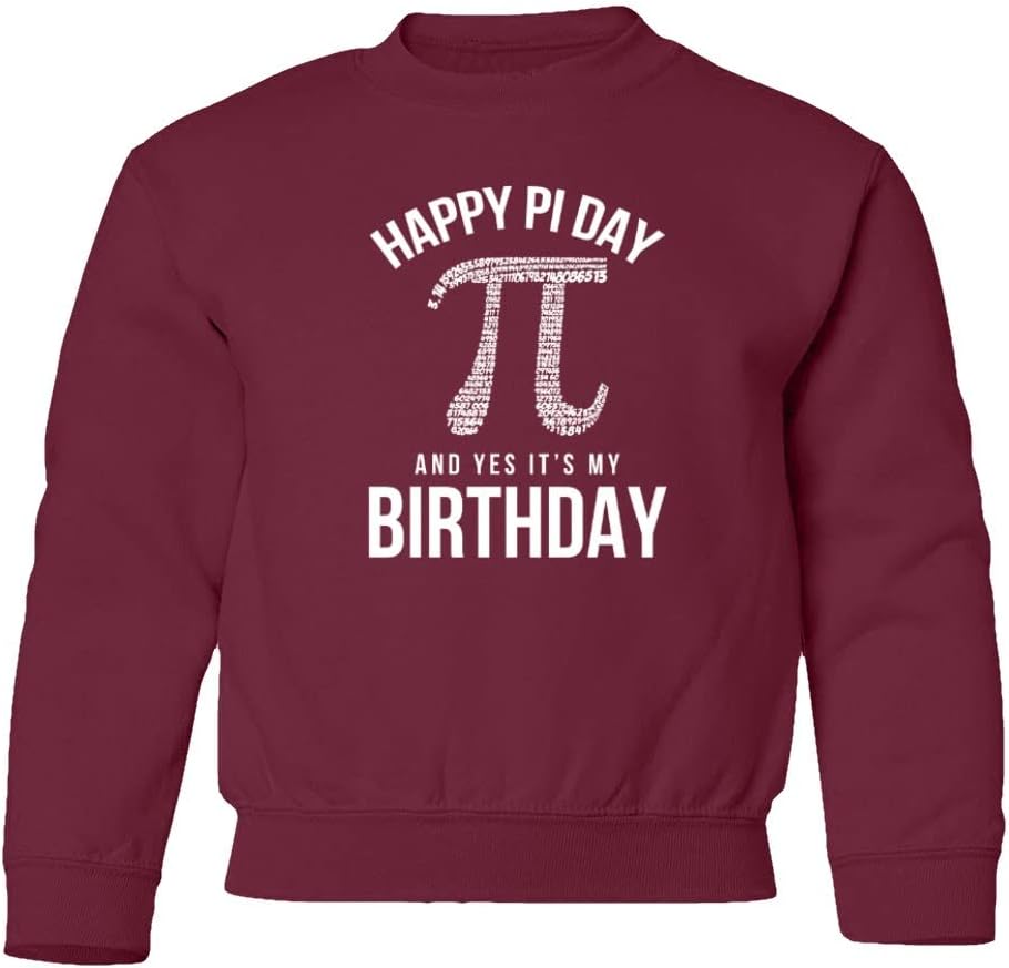 Happy Pi Day Curry Birthday Basketball Star Youth Crewneck Sweater (Maroon, Youth Large)