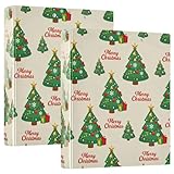 Carpeta de 3 anillos de 1 y 1/2 pulgadas, árbol de Navidad verde con bolsillos, 1/2 paquete de carpetas de suministros escolares, 200 hojas, paquete de 2