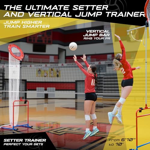 Patented 2in1 Volleyball Setter Training Net Equipment & Vertical Jump Tester Trainer. Setting Target for Jumping Setters Trainers, High Measurement Tool Pole Set for Vollyball Pass Indoor Practice - Image 3
