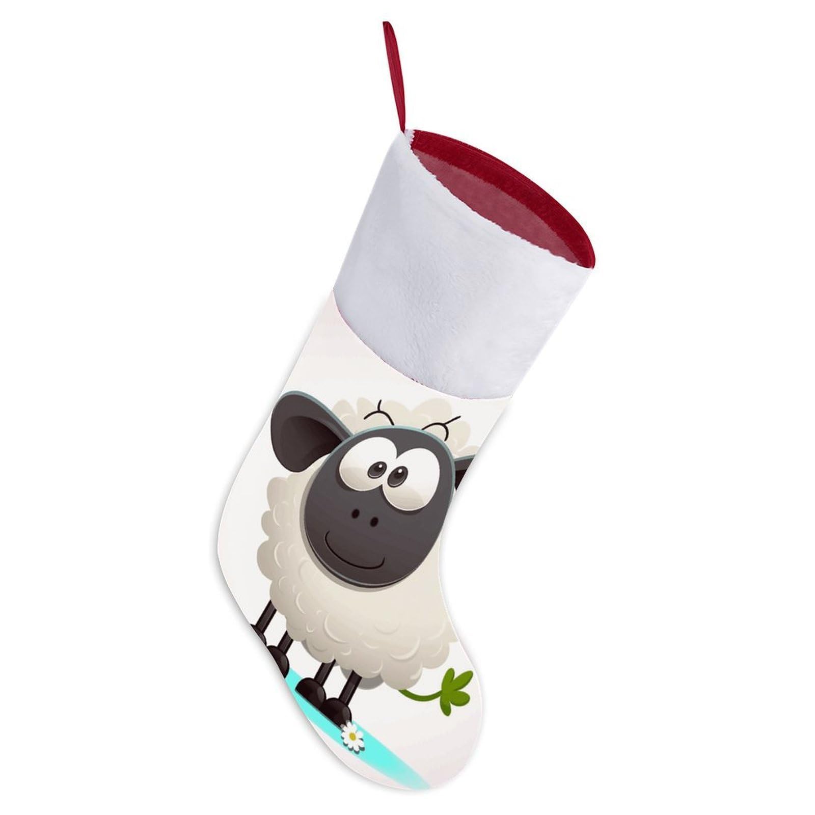 Sheep Christmas Stocking, 16.5 Inch Festive Themed Socks Personalized Hanging Stockings Large Super Soft Xmas Stocking for Xmas Tree Mantel Party Decor