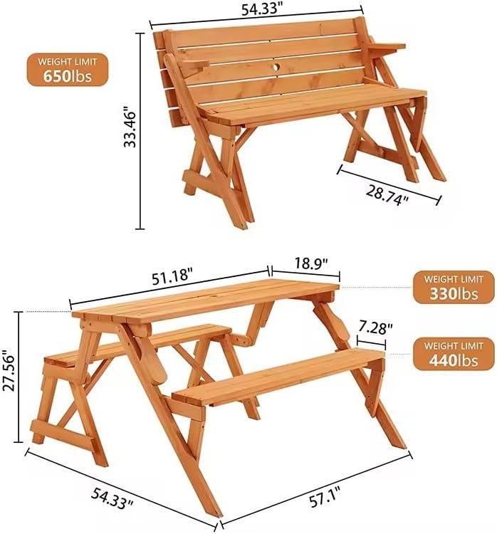 2-in-1 Convertible Picnic Table & Bench | Versatile Seating