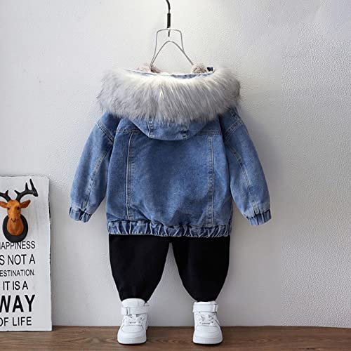 Toddler Babys Newborn Infant Girls Boys Fleece Thick Warm Hooded Jean Coat Spring Winter Clothes (b-Grey, 6-12 Months)3