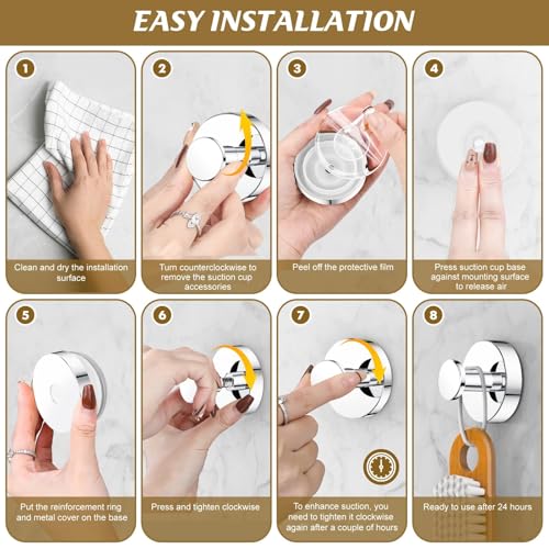 Image of BKV Suction Cup Hooks for Glass Window,Removable Shower Hooks for Inside Shower,Metal Towel Hooks for Bathrooms,2 Pack(Mirror)