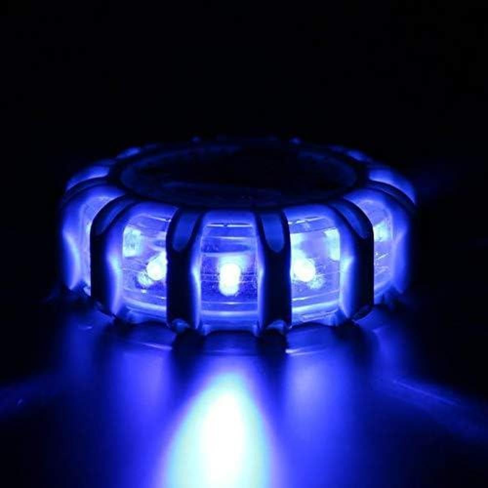 Riloer Balise clignotante LED (lot de 3) - Feu stroboscopique d'avertissement d'urgence étanche - Compatible avec de nombreux véhicules (voitures et bateaux) - Bleu