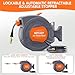 Retractable Air Hose Reel, 3/8 IN x 82 FT Hybrid Air Hose, Wall Mount Pneumatic Air Compressor Hose Reel with 6 FT Lead in Max 300 PSI 180° Swivel Mount, for Garage Workshop