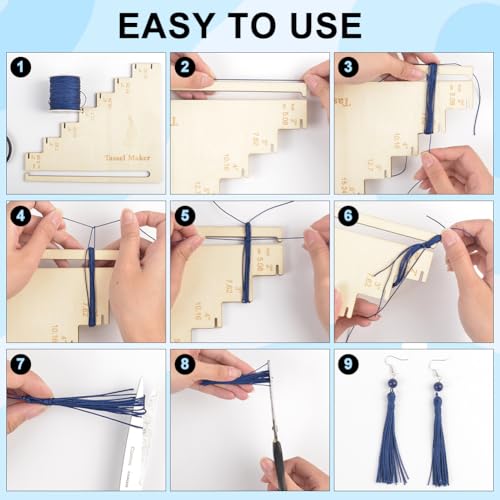 BENECREAT Wooden Tassel Maker, 7-Size Tassel Making Ruler - Image 4