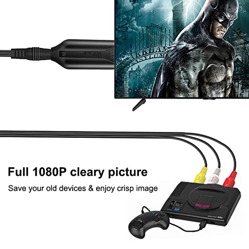Wiistar RCA to HDMI Converter 1080P CVBS Composite AV to HDMI Video Audio Cable Converter Adapter for PS3 TV STB PC Laptop VHS VCR Camera DVD Players - Thumbnail 5