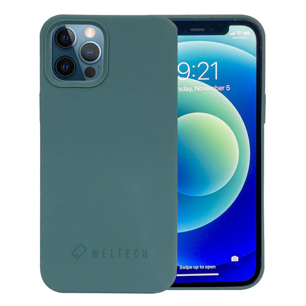 WelFit Mobile Cover for i-Phone12 pro max compatible with Mag-Safe charging, Ultra-thin anti-scratch built-in 38 pcs magnets liquid silicon case to support fast wireless charge…… (12 pro max, Green)