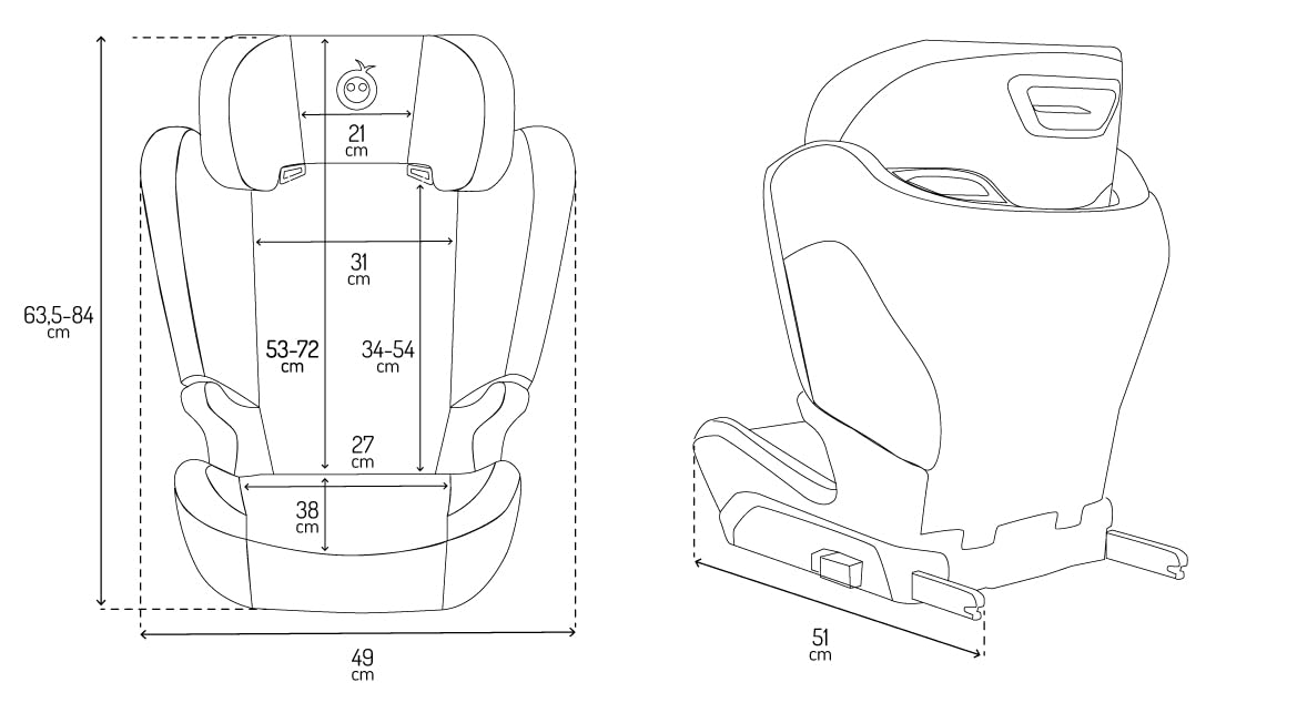 Siège auto MoMi MEI pour enfants de 3 à 12 ans (groupe 2/3, poids corporel de 15 à 36 kg, taille 100-150 cm), siège enfant - installation face à la route, fixation avec ISOFIX