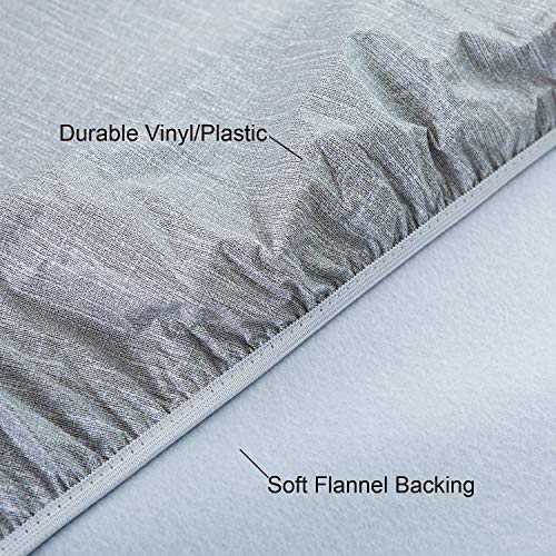 Nlmuvw Round Fitted Vinyl Tablecloth With Elastic Edge 100% Waterproof Oil Proof Pvc Table Cloth Wipe Clean Table Cover For Indoor And Outdoor, Light Grey, 45"- 56" #TOP2