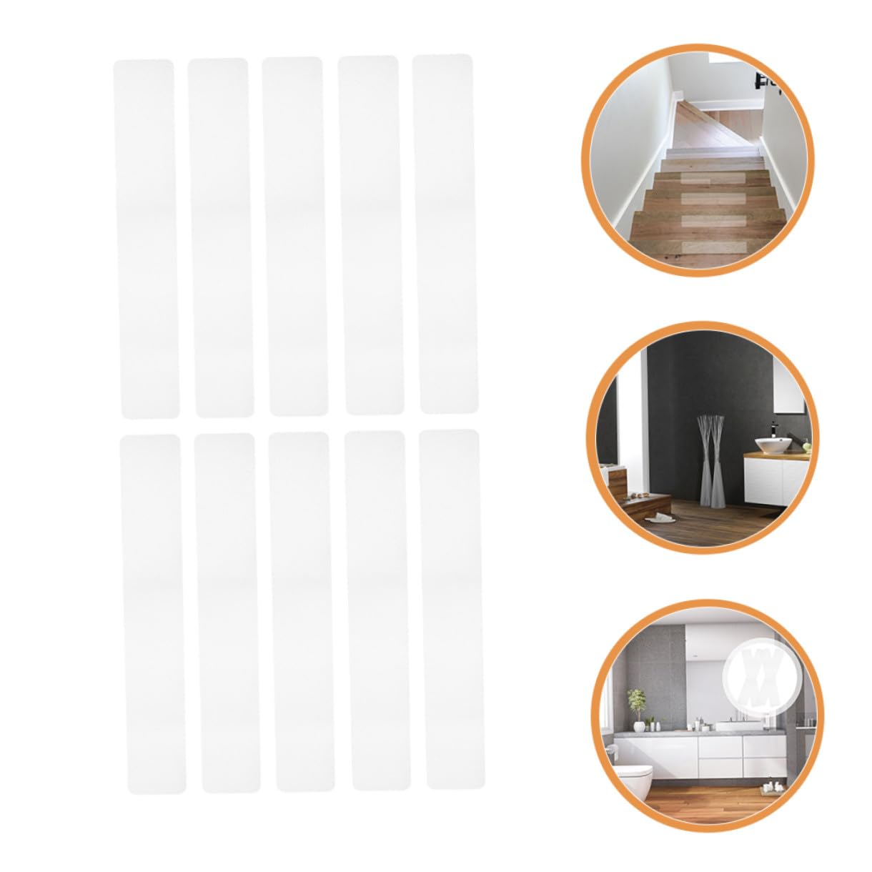 Tiras Antideslizantes para Escaleras y Bañeras 10 Piezas, Adhesión Fuerte sin Dejar Manchas, Material Peva para Superficies Lisas y Piscinas