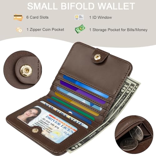 Image of Crocodile Wallets Women Small RFID Blocking Credit Card Holder | Luxury Alligator Faux Leather Thin Bifold Croc Womens Wallet Ladies Mini Purse with Coin Pocket, Coffee