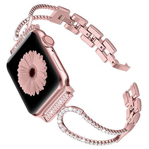 Bling Armband Kompatibel mit Apple Watch Band 38mm 40mm für iWatch Series 6 5 4 3 2 1/ Apple Watch SE, Verstellbares Edelstahl Schmuckband